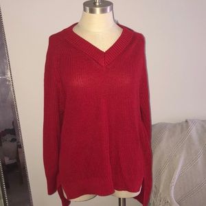 Comfy Red Knit Sweater